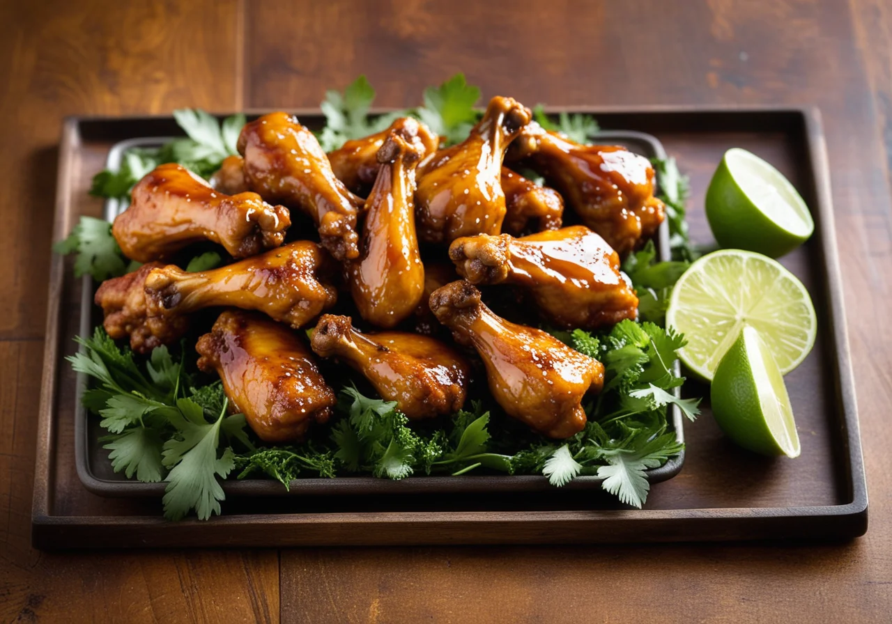 Spicy Chicken Wings with Leafy Salad