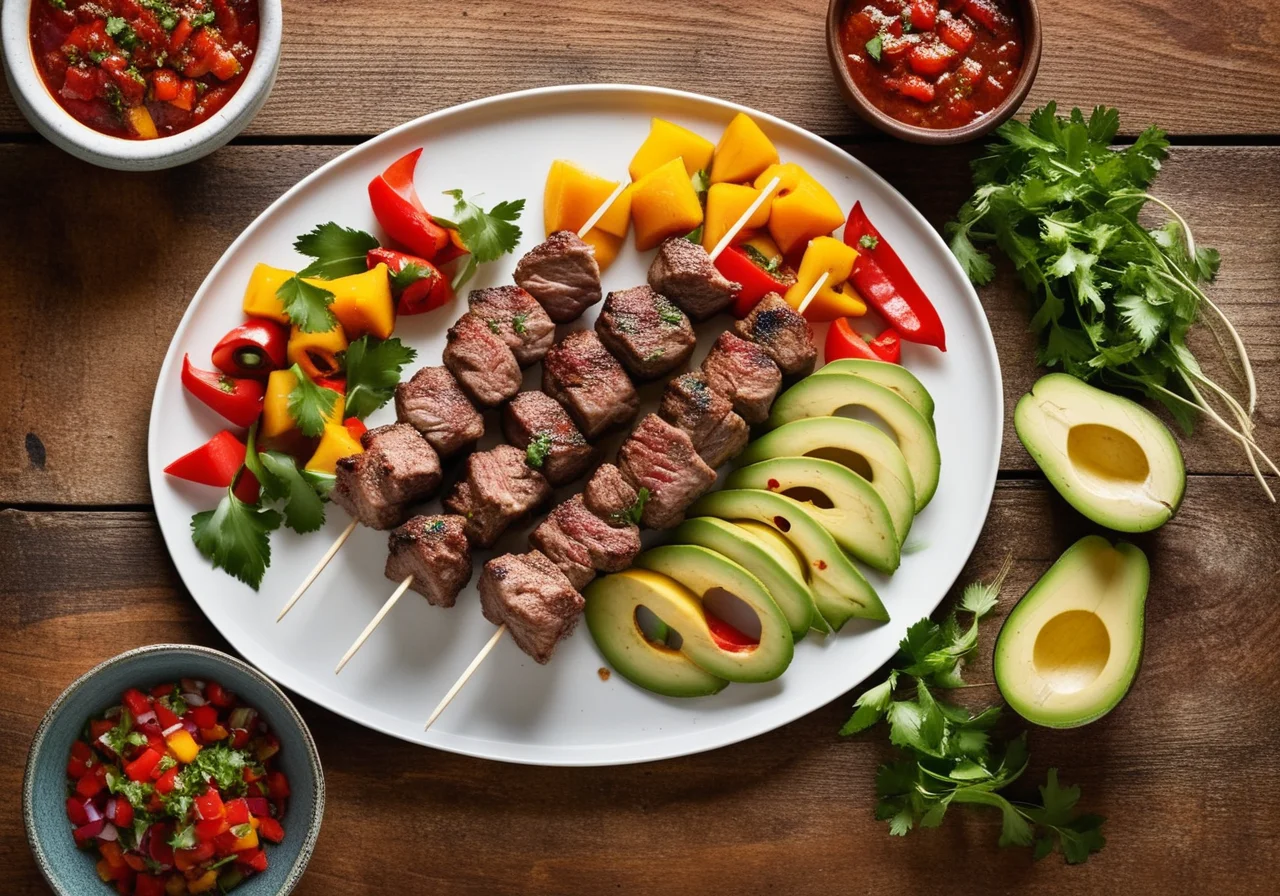 Lamb Kebab with Fruity Salad