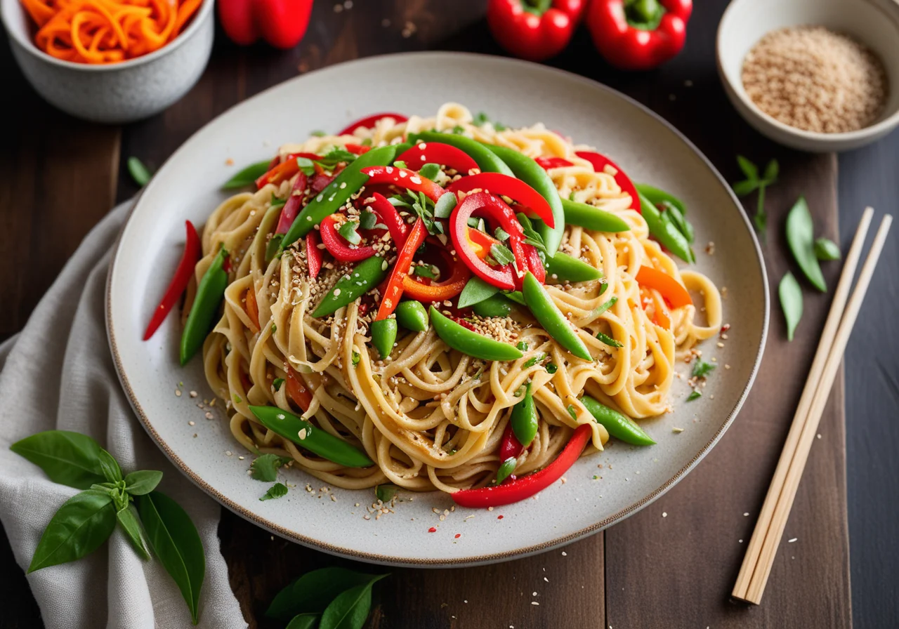 Egg Noodles with Vegetables in Coconut Sauce