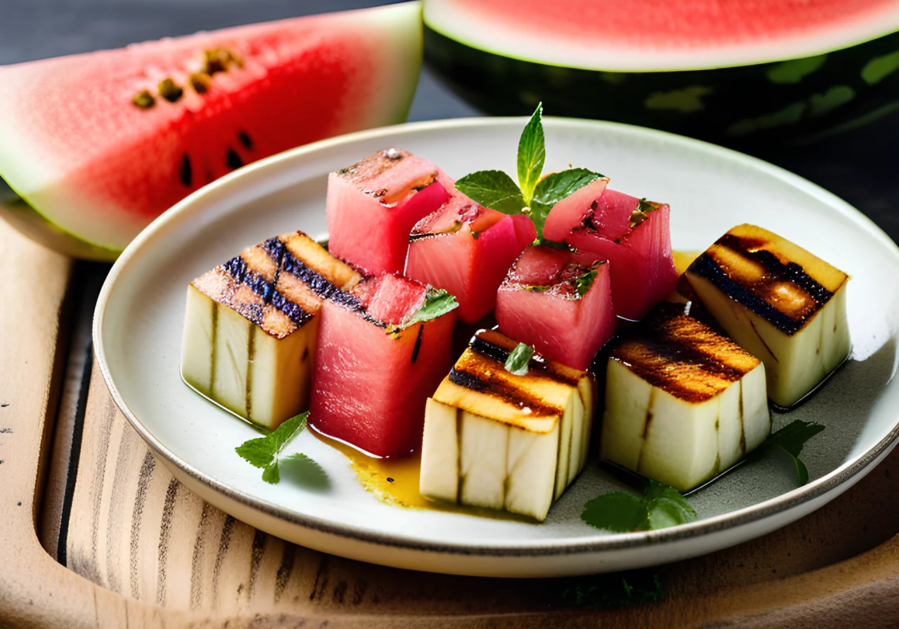 Grilled Halloumi with Watermelon