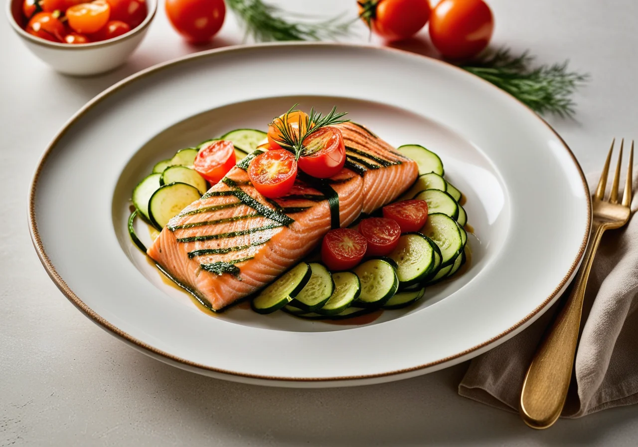 Marinated Salmon in Zucchini Wrap