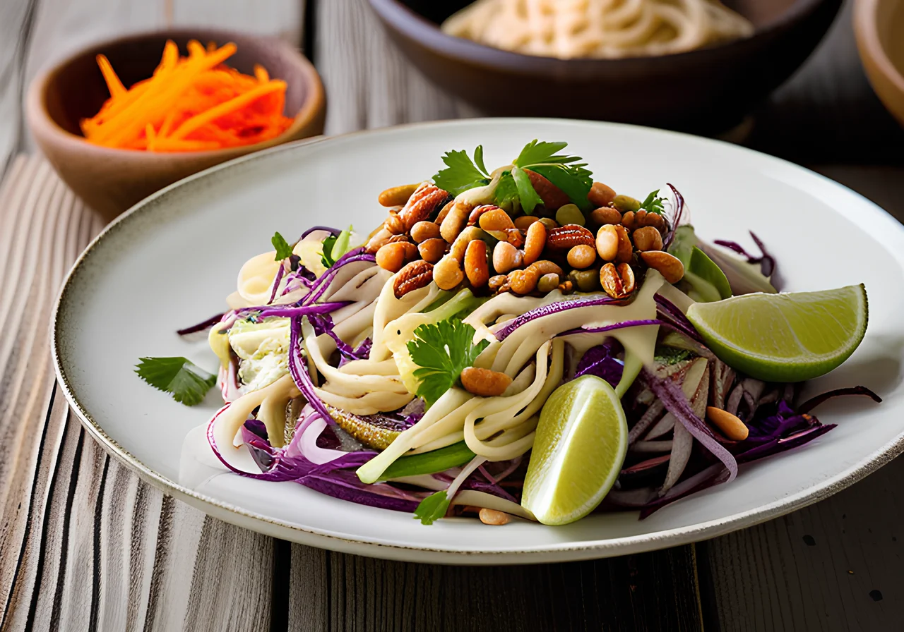 Konjak Noodle Salad with Tahini-Lime Sauce
