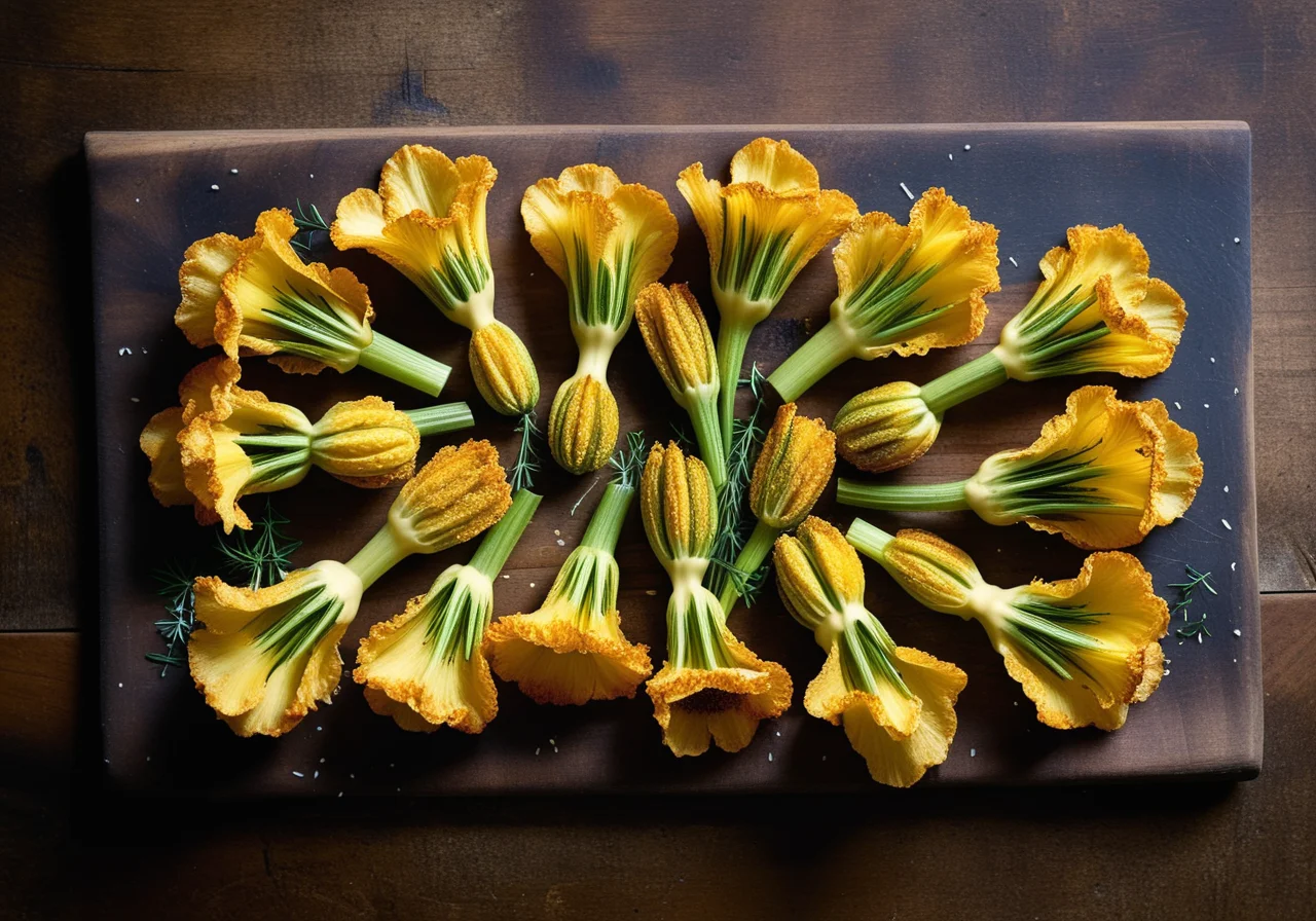 Vegetarian Stuffed Zucchini Blossoms