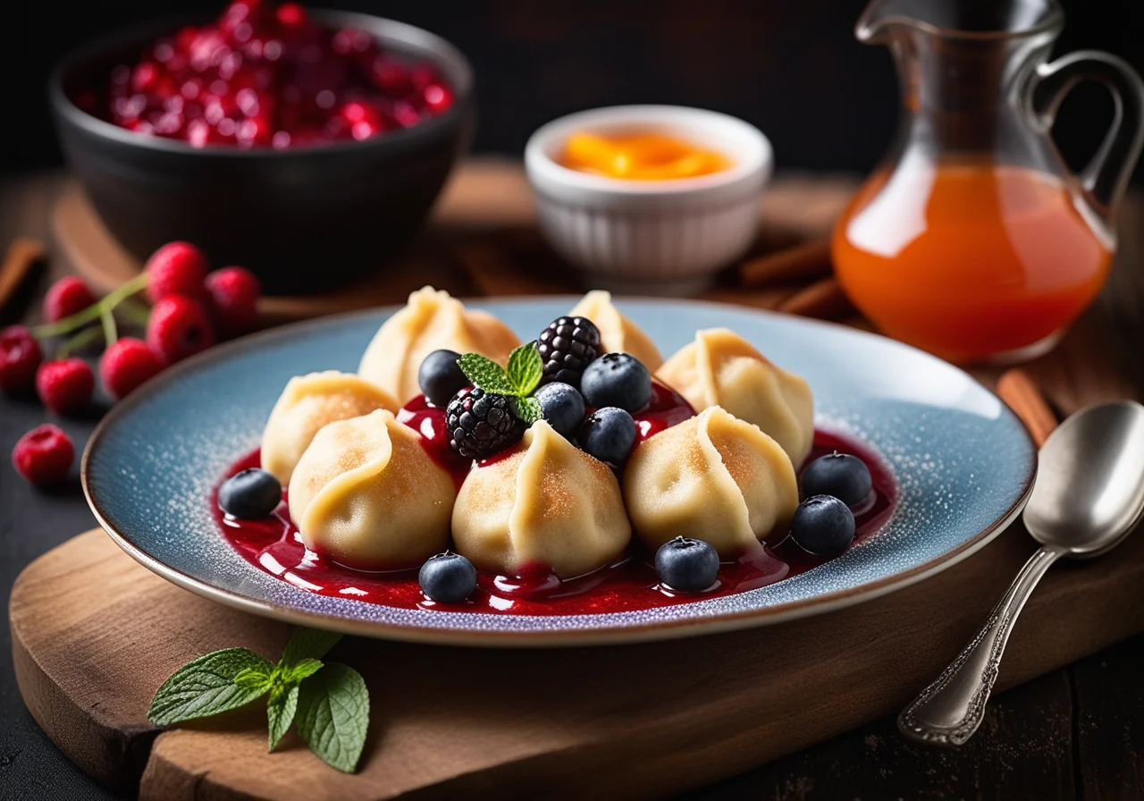 Quark Dumplings with Red Berry Compote