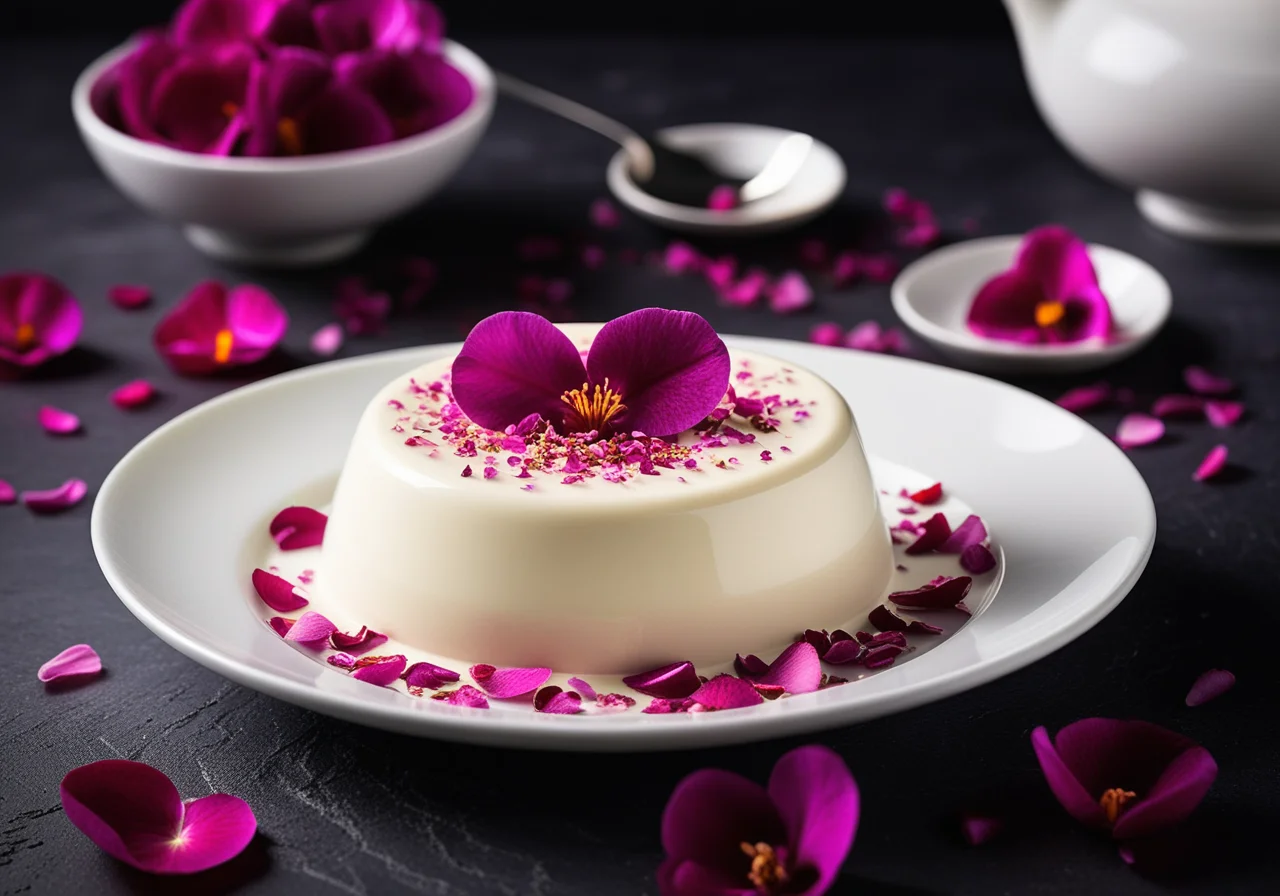 Panna Cotta with Edible Flowers