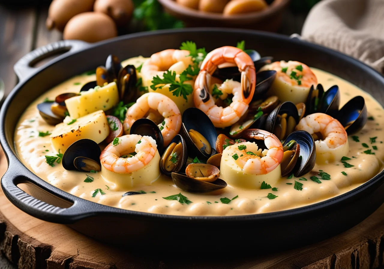 Potato Vegetable Casserole with Seafood