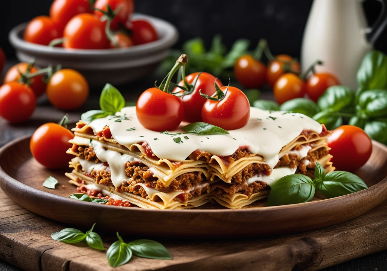 Vegan Lasagna with Cherry Tomatoes