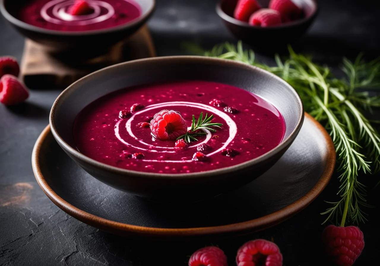 Fruchtige Rote-Bete-Suppe mit Himbeeren