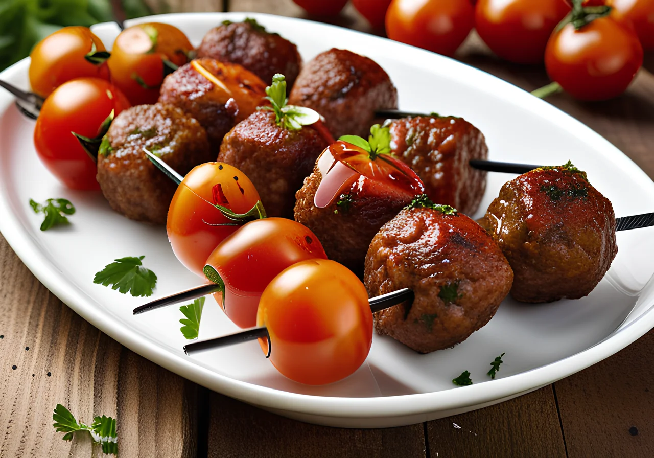 Ground Meat Tomato Skewers