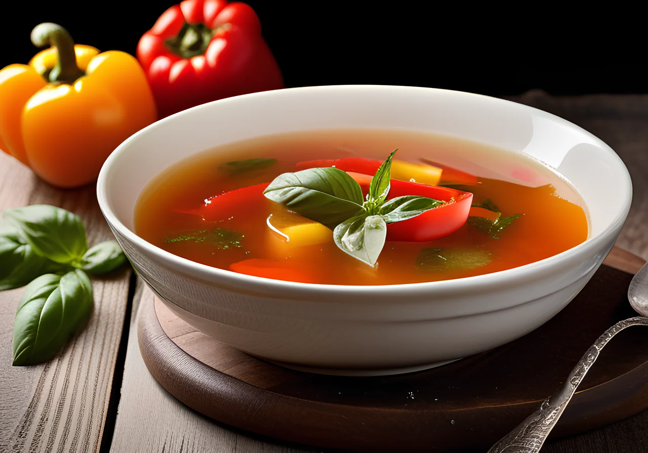 Clear Vegetable Soup with Eggplant and Zucchini