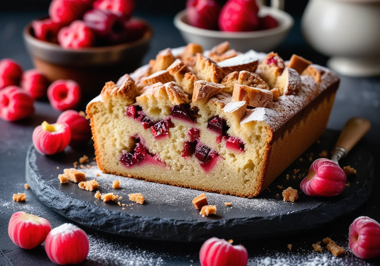 Rhubarb Cake with Streusel