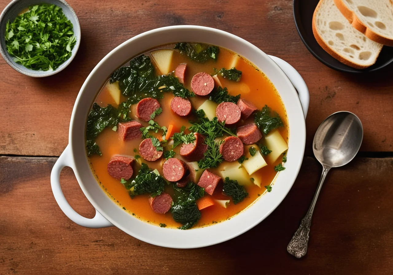 Portuguese Cabbage Soup with Chorizo