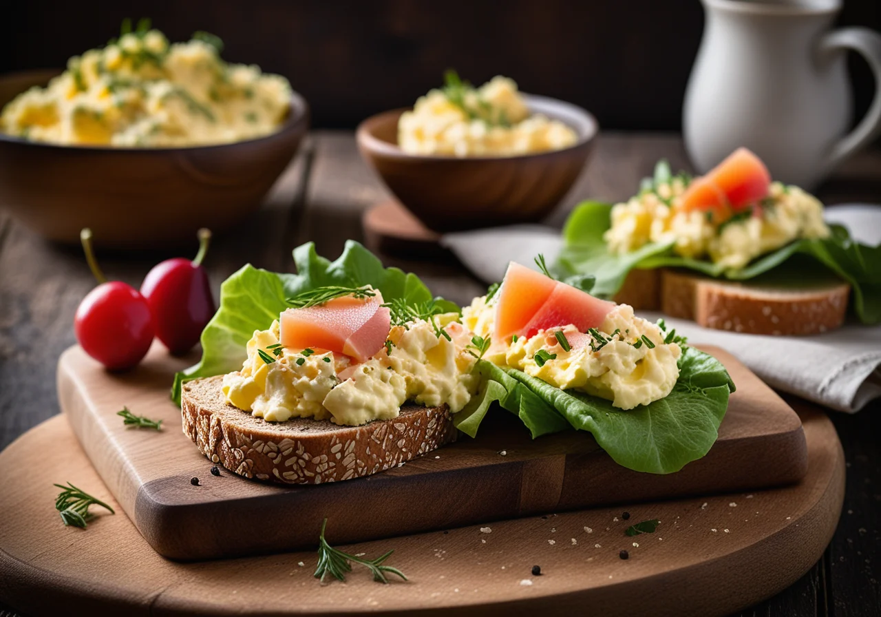 Whole grain slices with smoked salmon