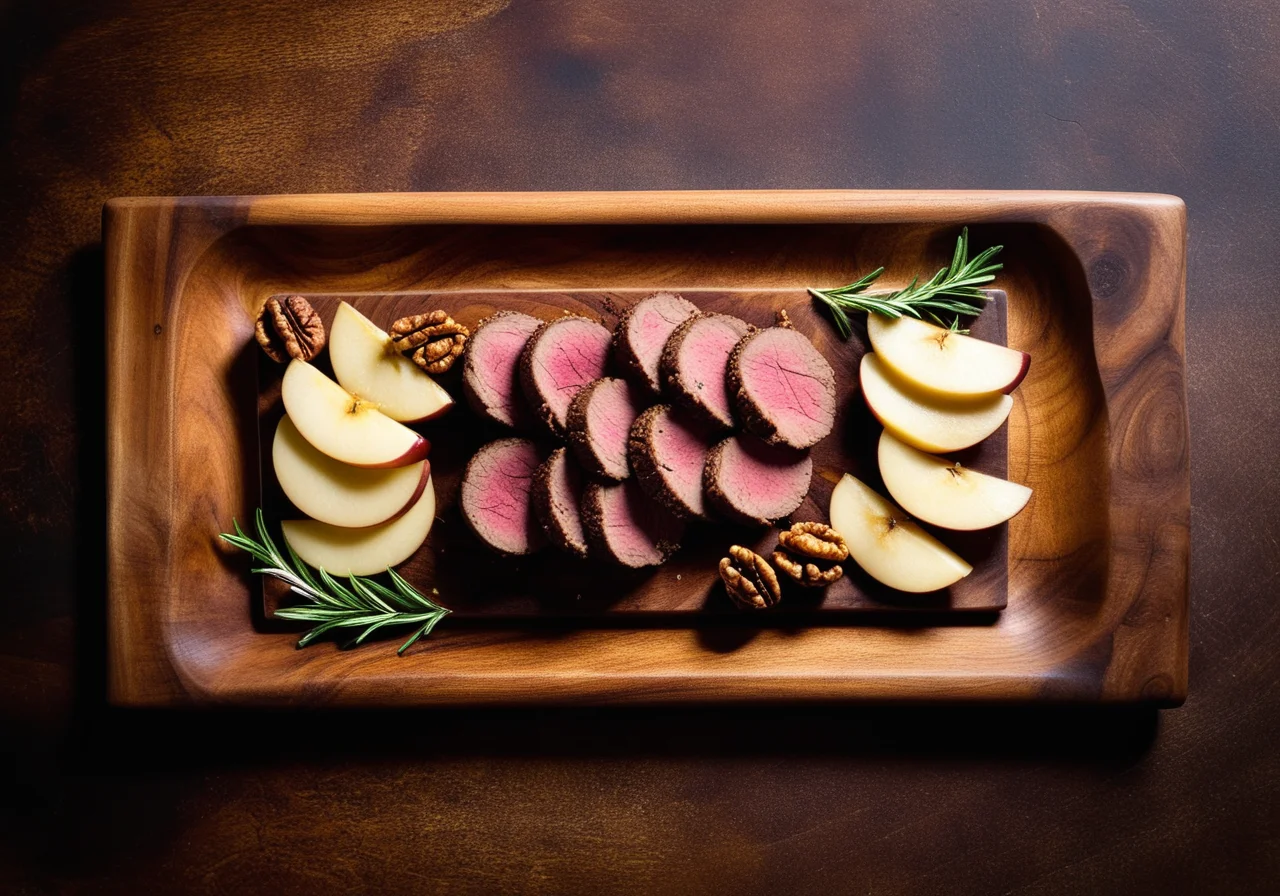 Crusted Venison Tenderloin with Pears