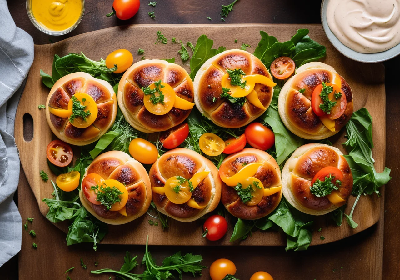 Yeast Buns with Salad