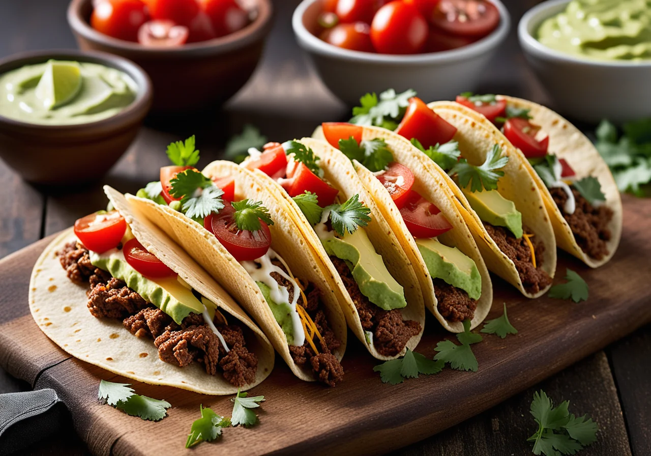 Ground meat tacos with dip
