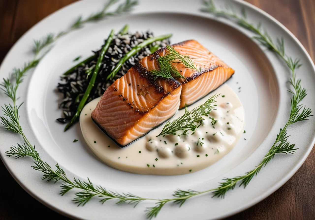 Two Types of Fish with White Wine Sauce