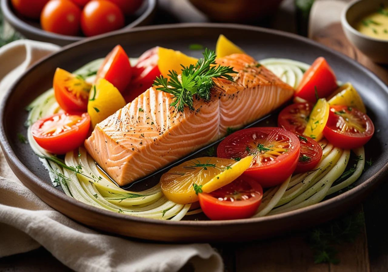 Salmon on Vegetable Bed
