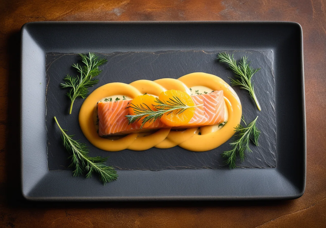 Sea trout with vegetables and creamy sauce