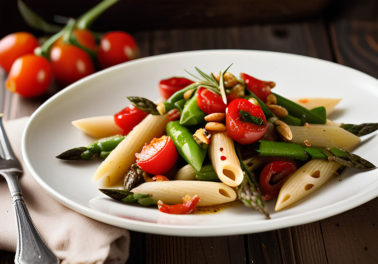 Penne with Asparagus and Tomatoes