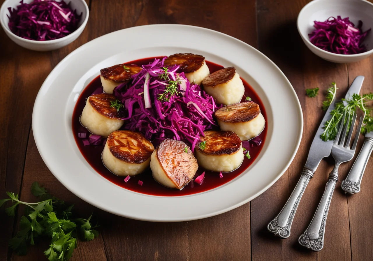 Duck with Red Cabbage and Dumplings