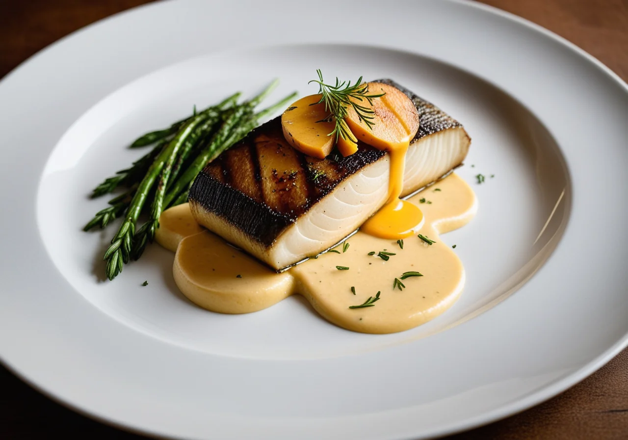 Sea Bass with Pureed Sweet Potatoes