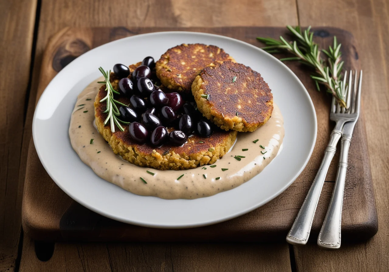 Quinoa Patties with Creamy Mushroom Sauce