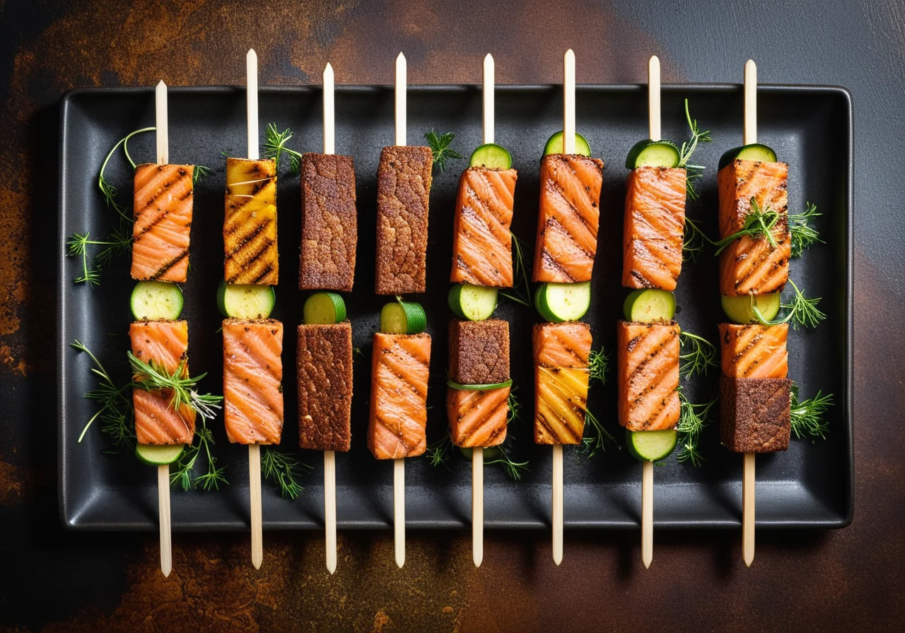 Salmon Zucchini Skewers