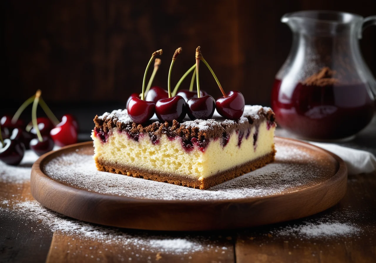 Cherry Cake with Chocolate Crumbs