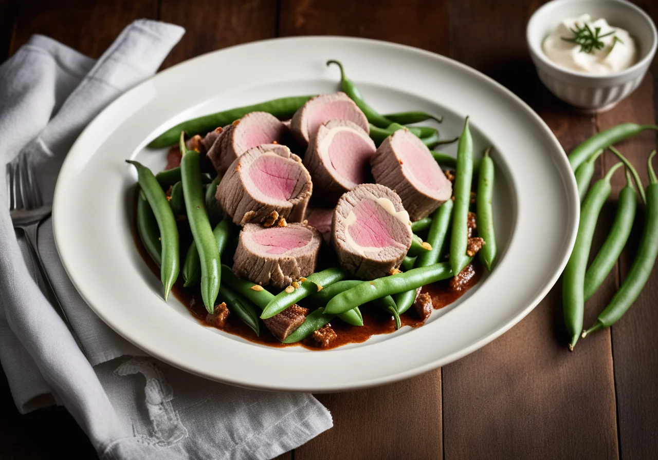 Lamb in Yogurt Marinade with Green Beans