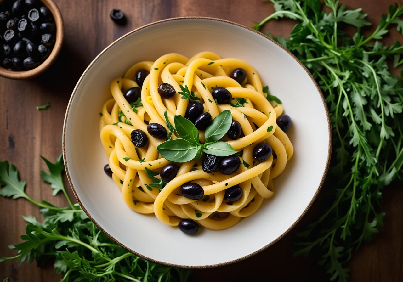 Pasta with Saffron and Olives