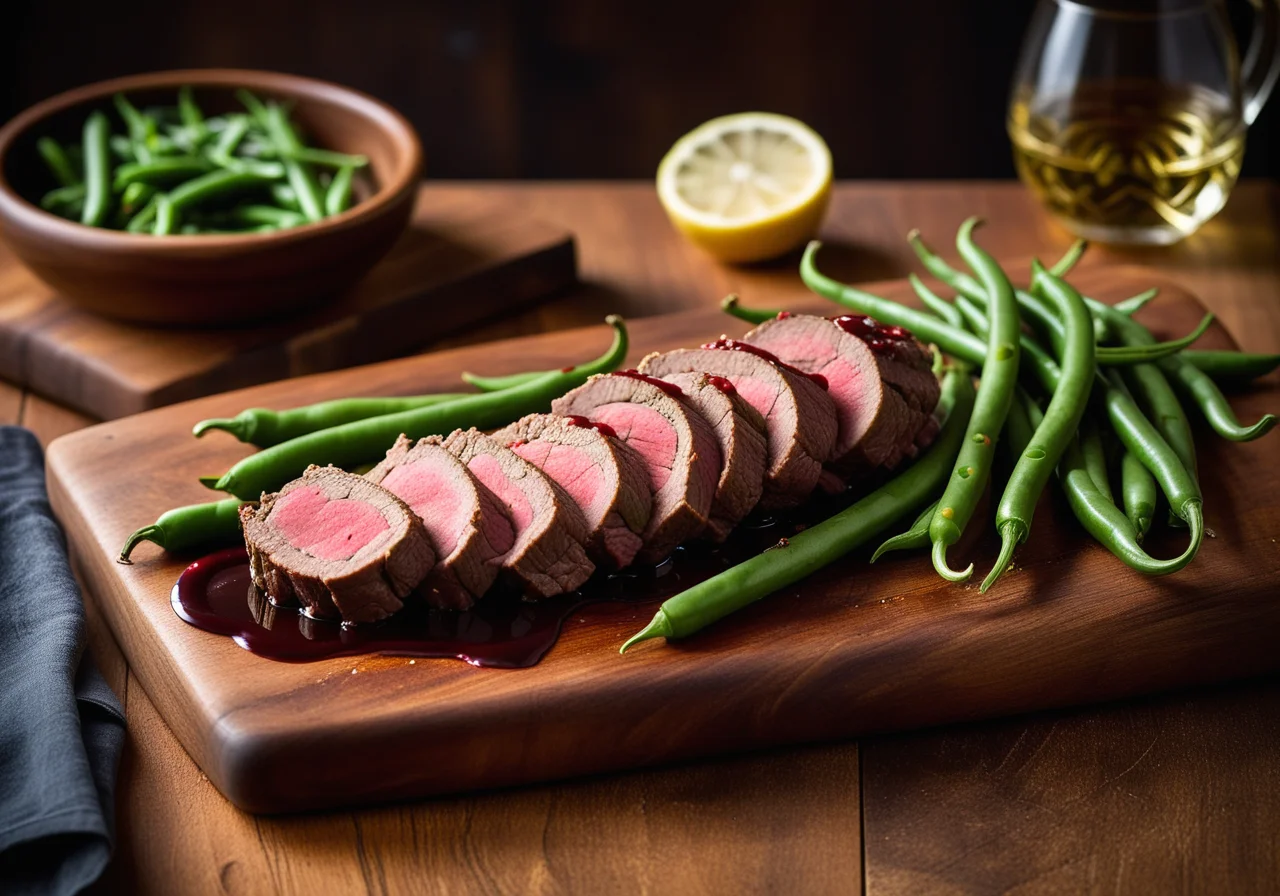 Rouladen with Bell Peppers, Scallions and Bean Salad