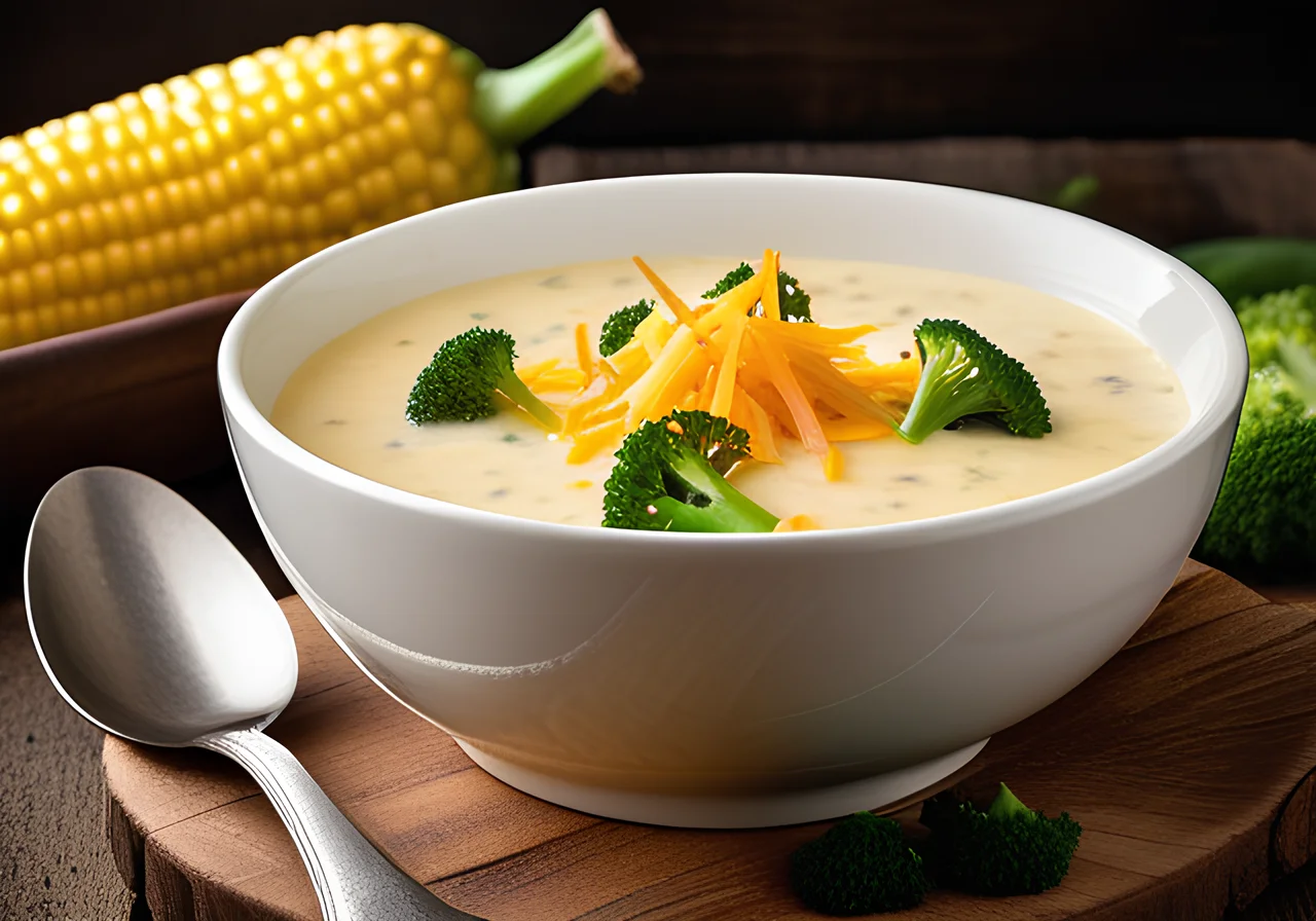 Hearty Cheese Soup with Broccoli and Corn
