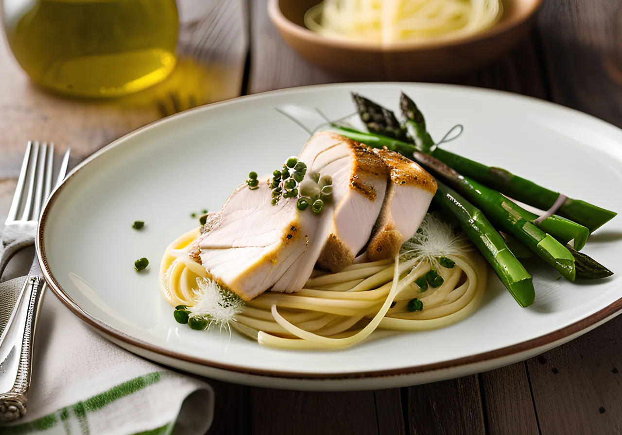 Poularde Breast with Wild Garlic Pasta