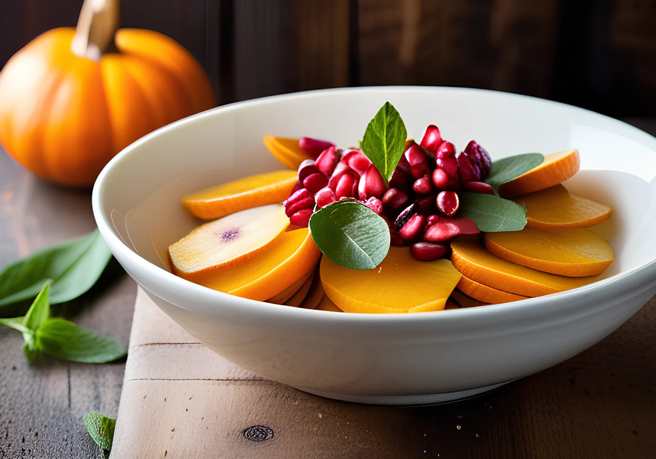 Pumpkin and Jerusalem Artichoke Vegetable with Pomegranate