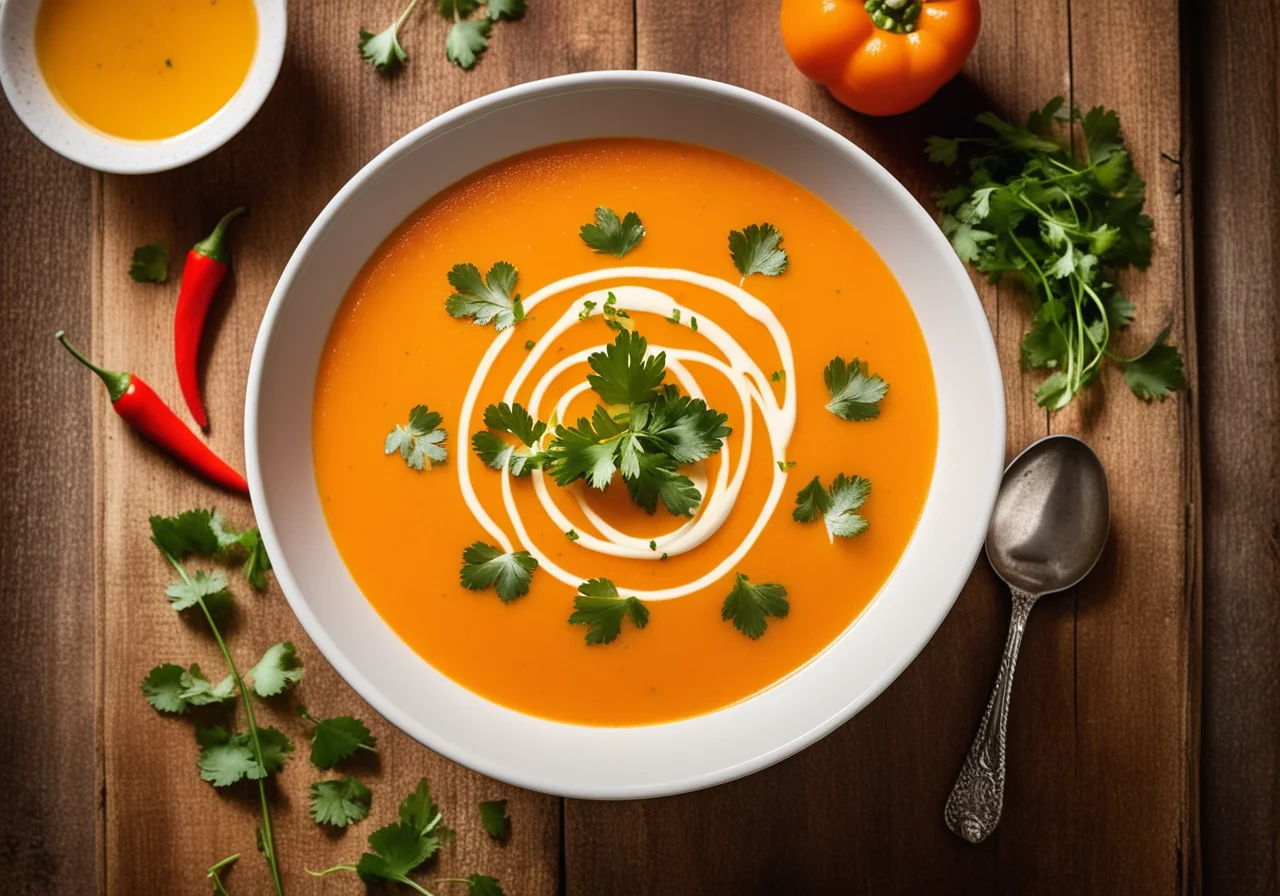 Creamy Paprika Soup with Curry and Coriander