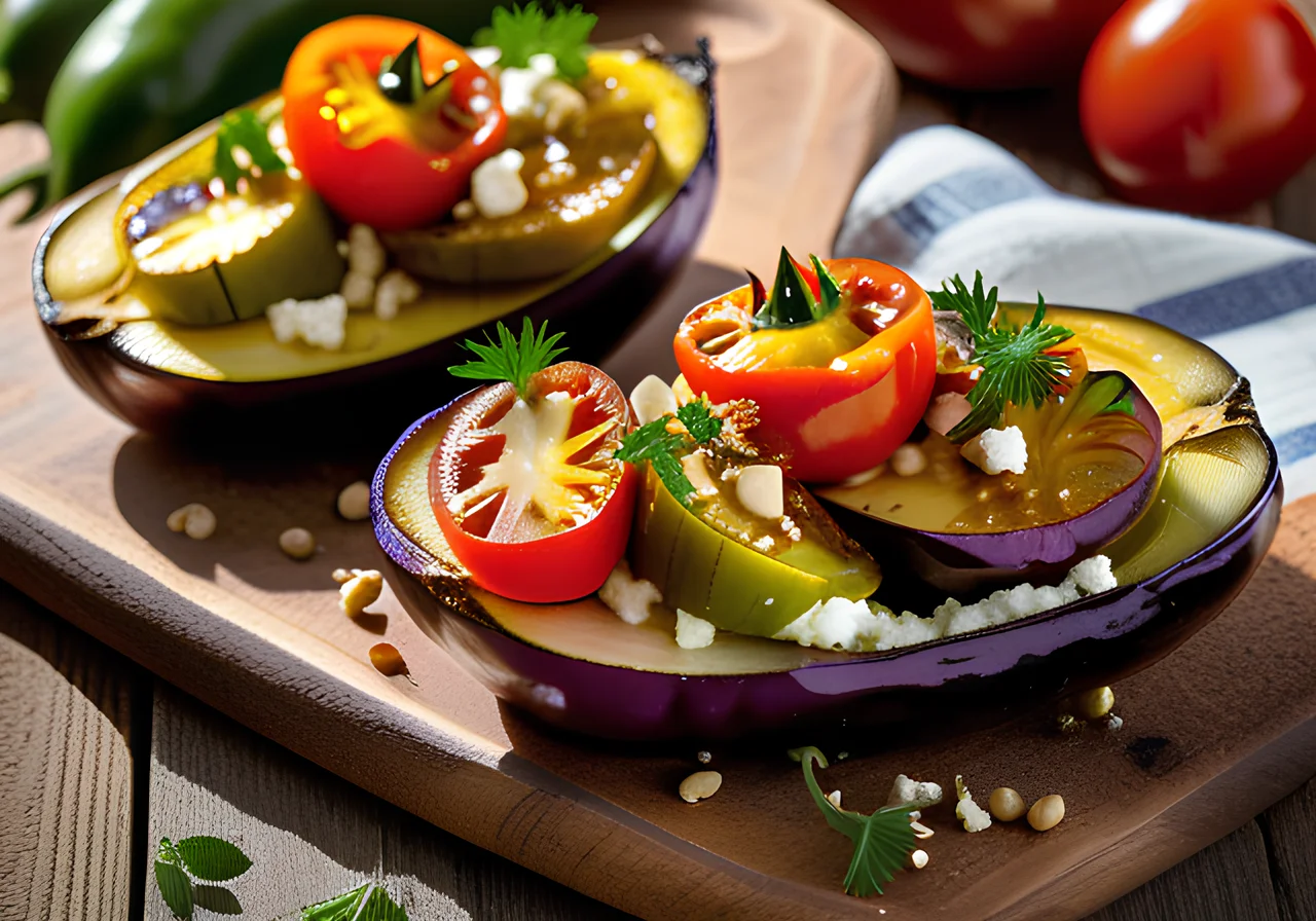 Stuffed Eggplants with Tomatoes and Feta for the Thermomix