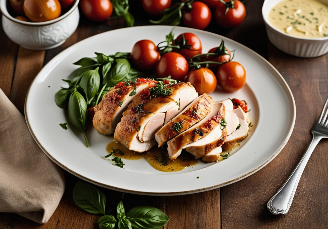 Chicken Breast Fillet Stuffed with Herb Butter, Cheese and Ham