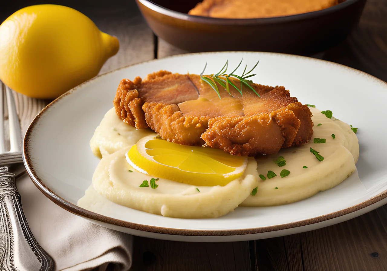 Lemon Wiener Schnitzel with Mashed Potatoes