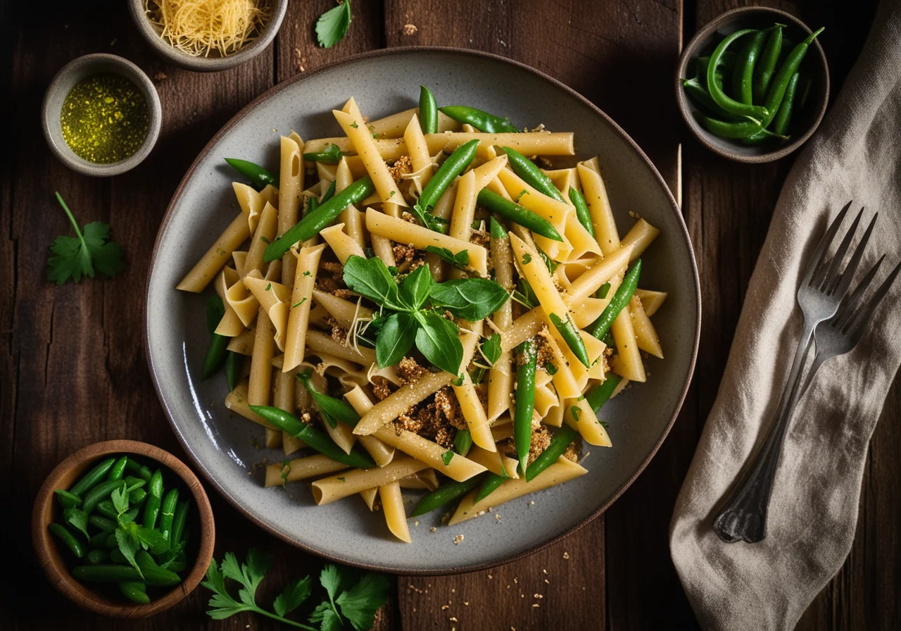 Pasta with Kohlrabi and Green Beans