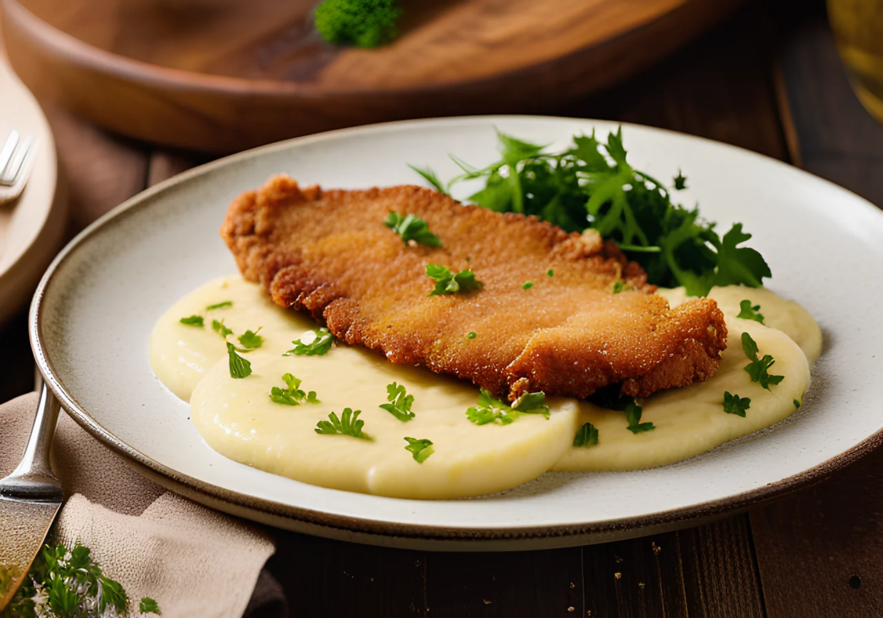 Pork Schnitzel with Cauliflower‑Potato Mash