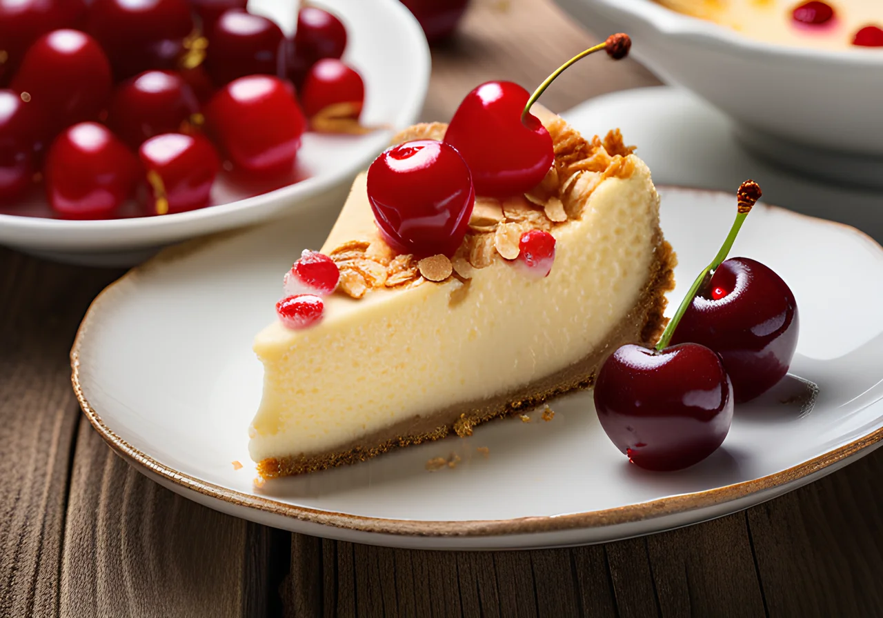 Cheesecake with Cherries and Coconut