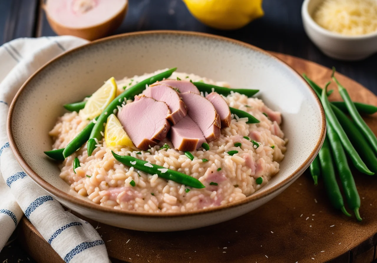 Ham Risotto with Green Beans