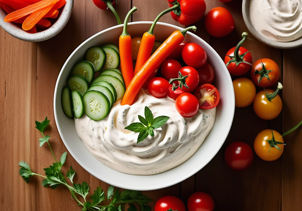 Raw Veggies with Yogurt Sauce