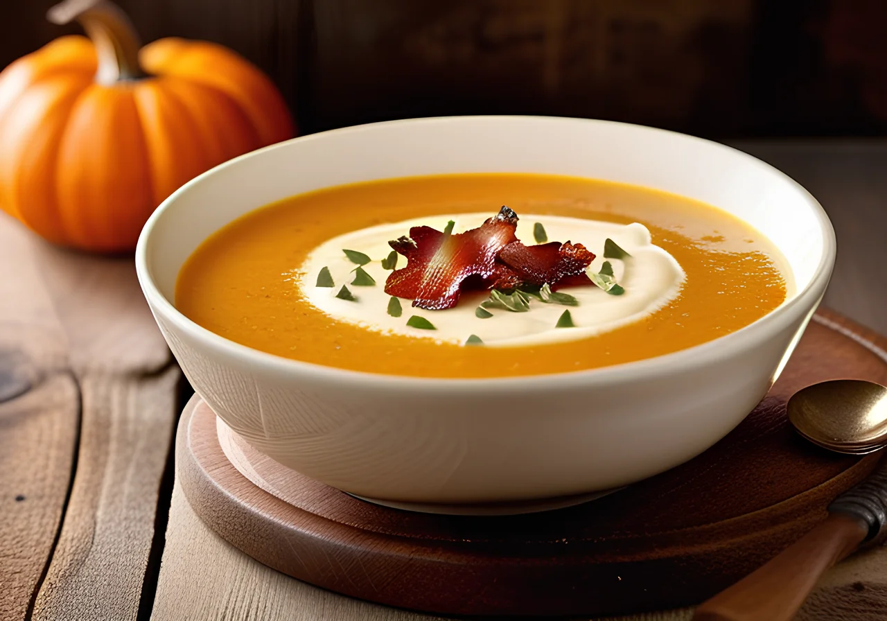 Creamy Pumpkin Soup with Bacon