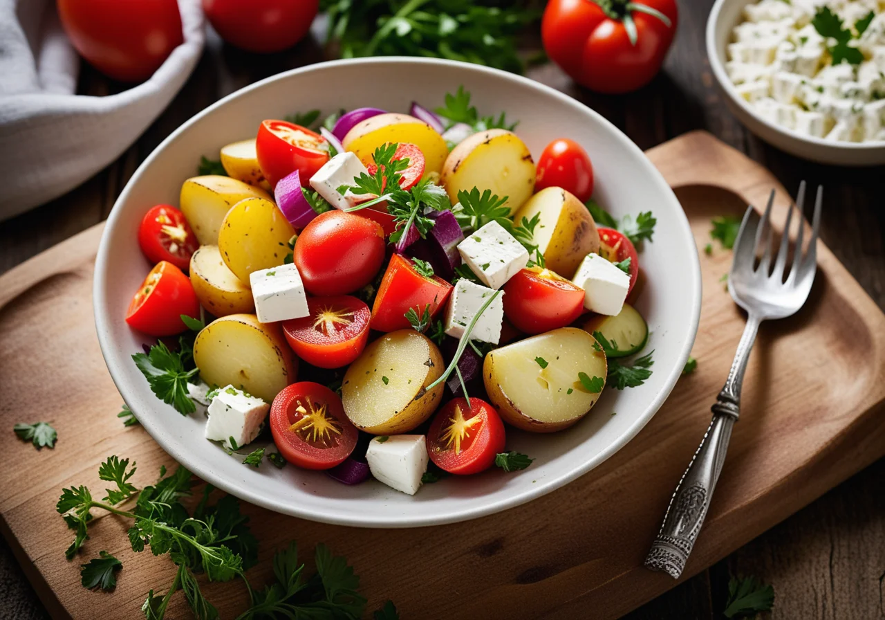Greek Salad with Young Potatoes