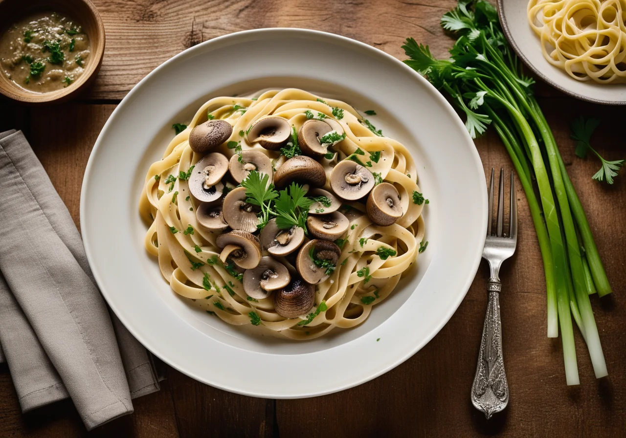 Linguine with Creamy Mushroom Sauce