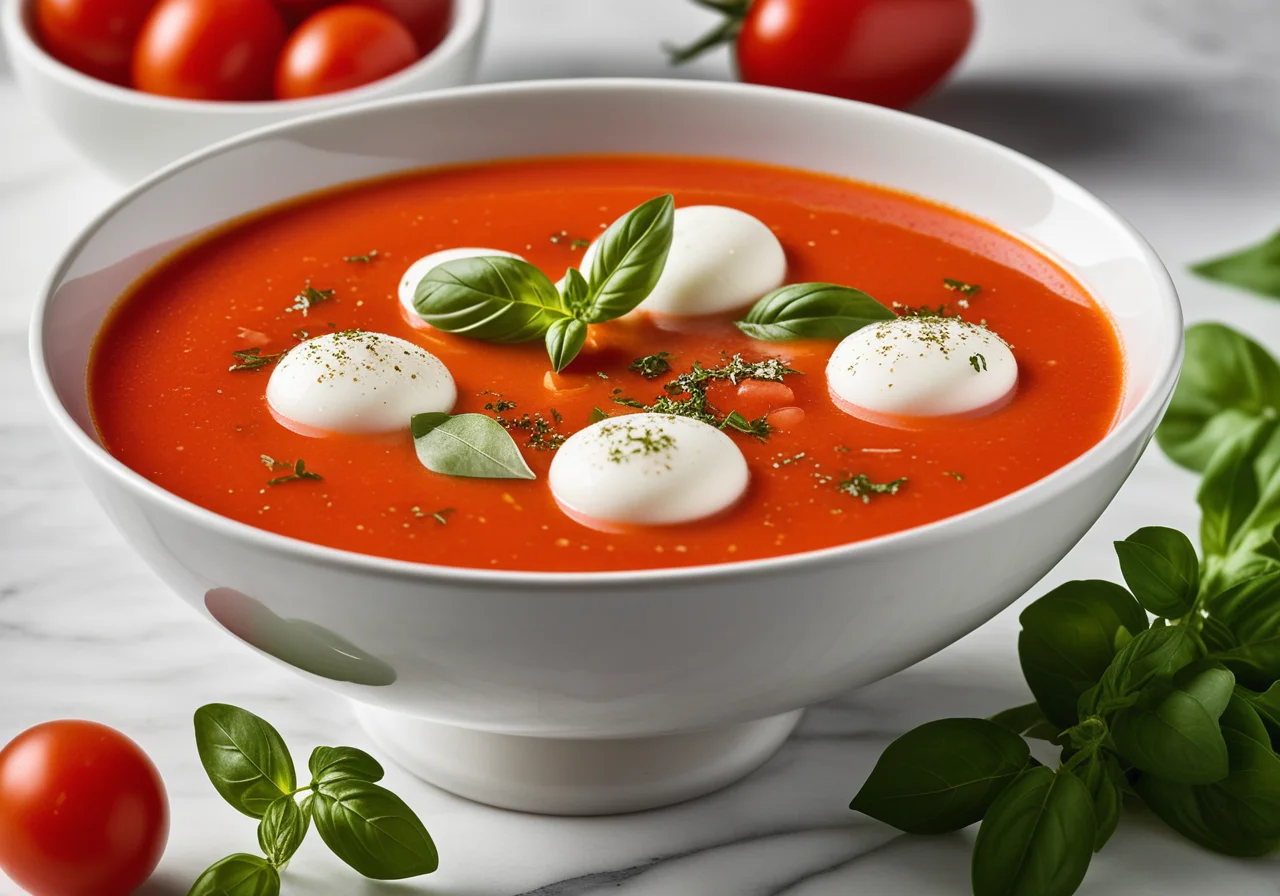 Tomato Cold Soup with Mozzarella