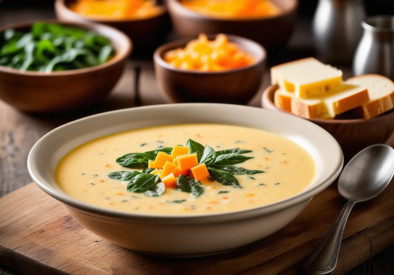 Cheese Soup with Vegetables and Pasta