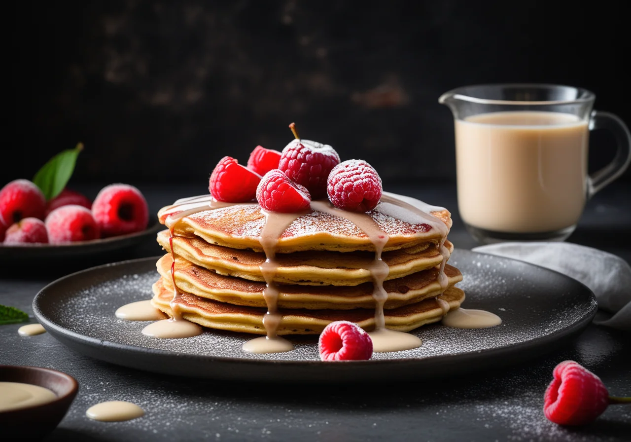 Rhubarb Pancakes with Vanilla Sauce